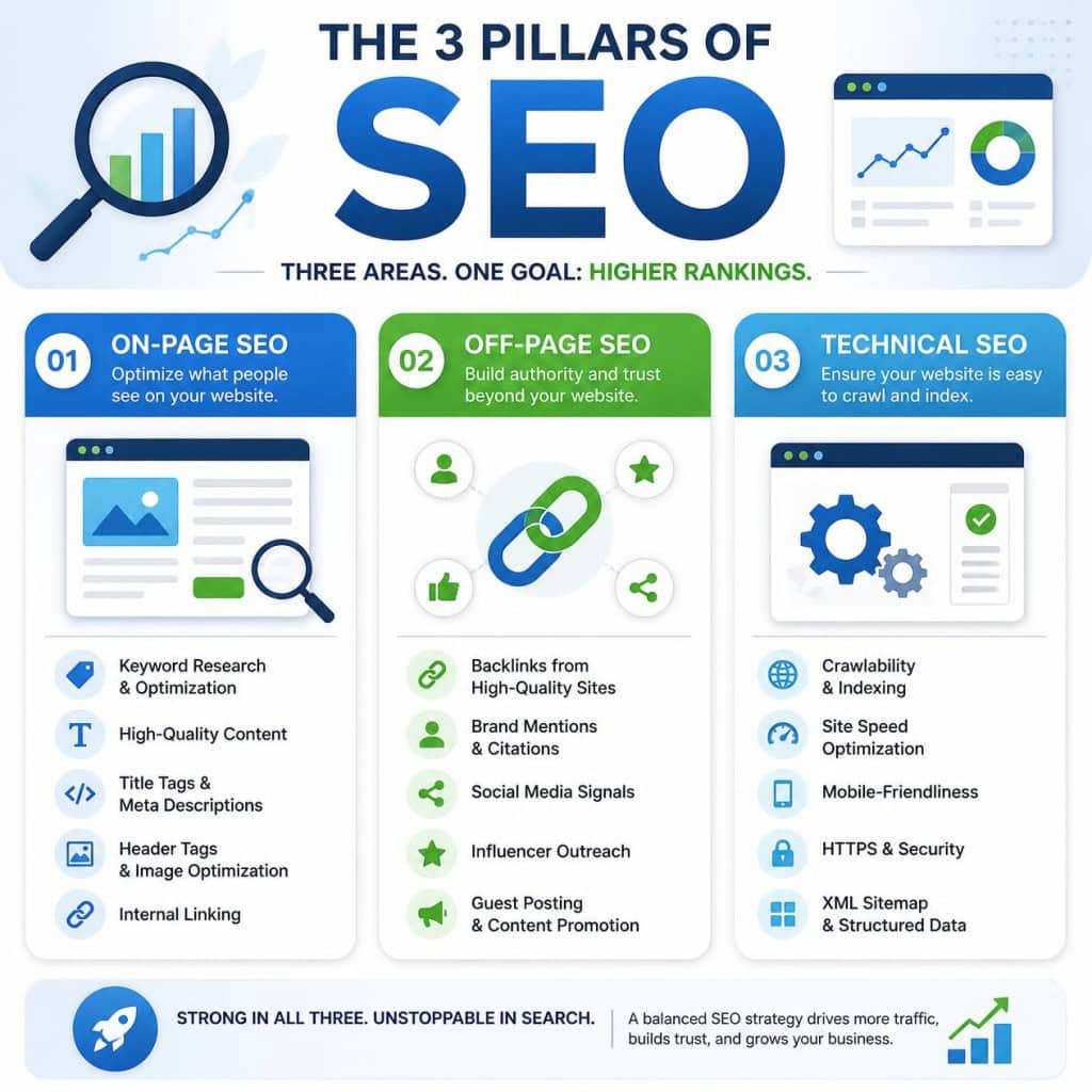 Types Of SEO Infographic Diagram For Digital Marketing